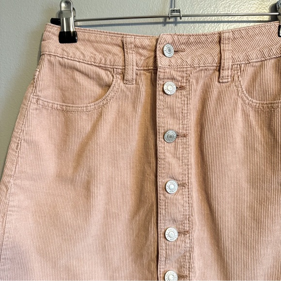 PacSun Corduroy Button Front Mini Skirt Pink Womens 24 - Picture 2 of 5